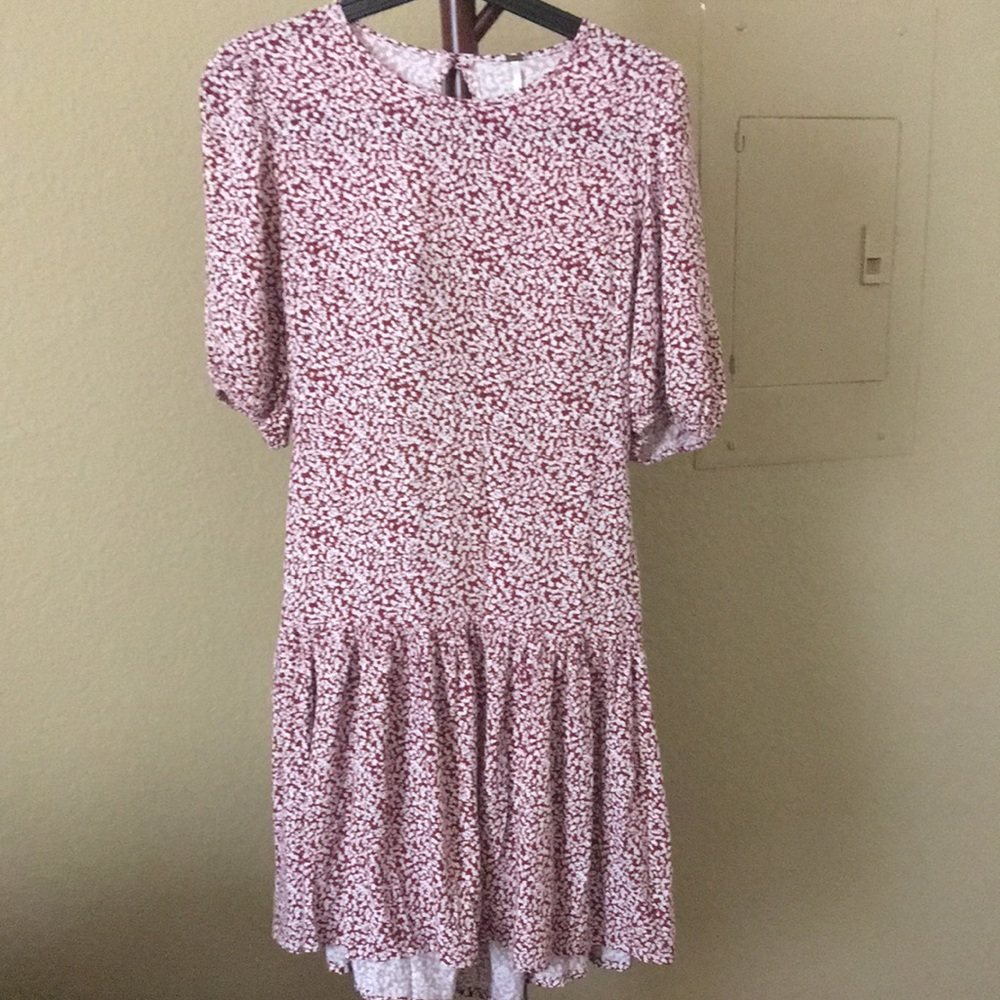 Free People Maroon Floral Small Dancing In The Dark Dress Summer Beach Open Back